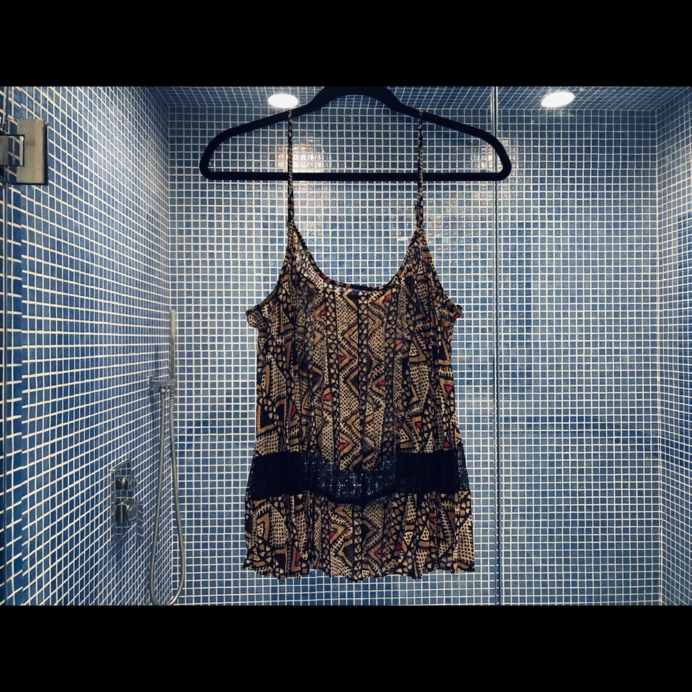 BCBGeneration Sheer Tribal Print Top